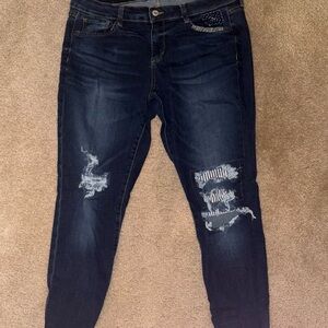 Dark Blue Distressed Women's Jeans